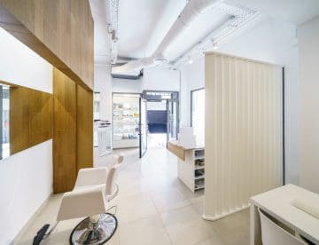 Beauty salon with reception, make-up centre and massage room